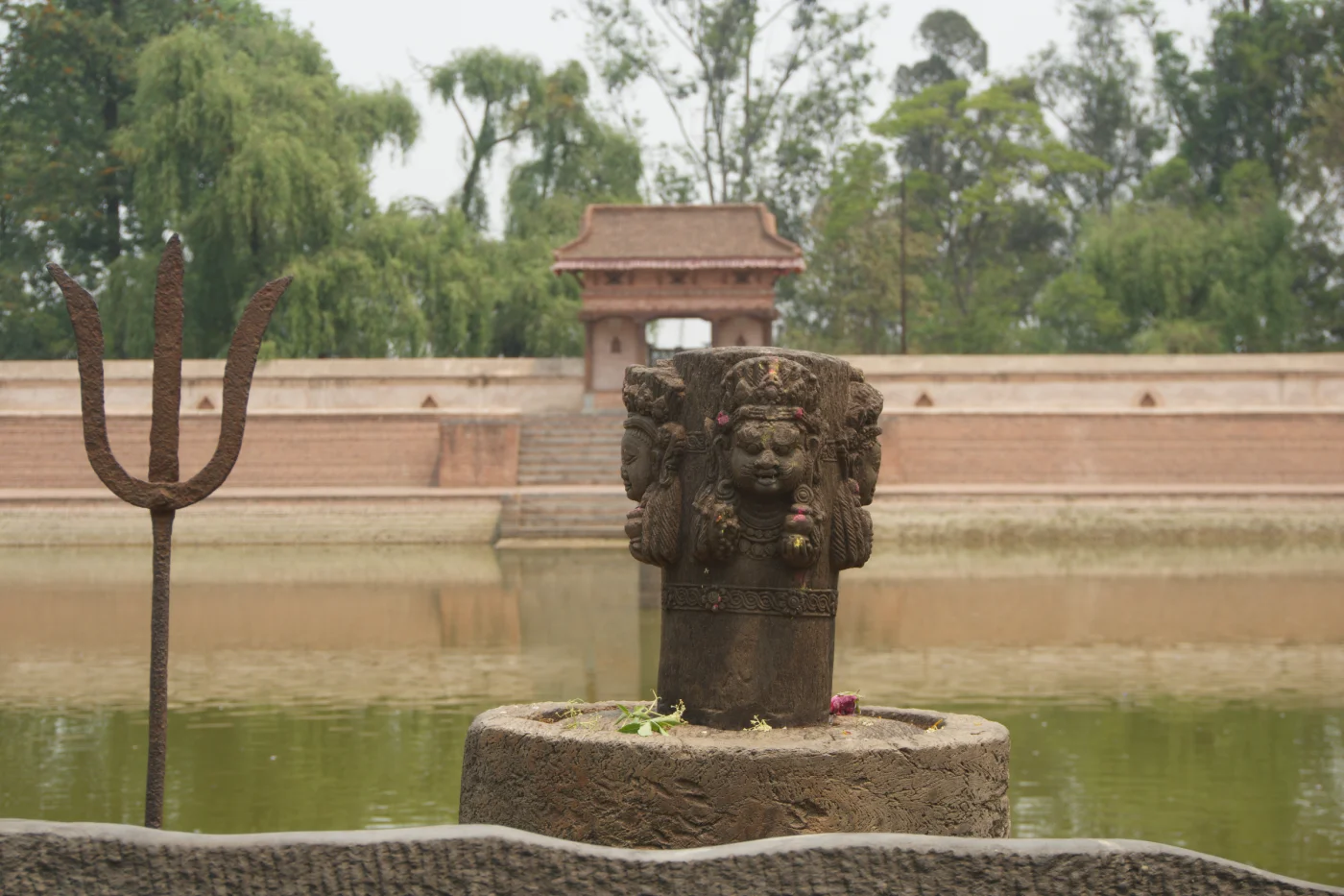 Shiva linga with trishul at Rani Pokhari of Bhaktapur