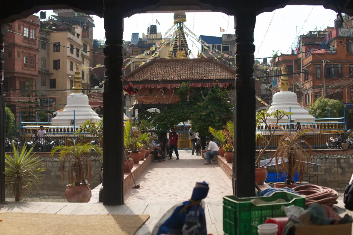 The view of Ashoka Chaitya from the Middle of Pim Bahal Pond in Lalitputr